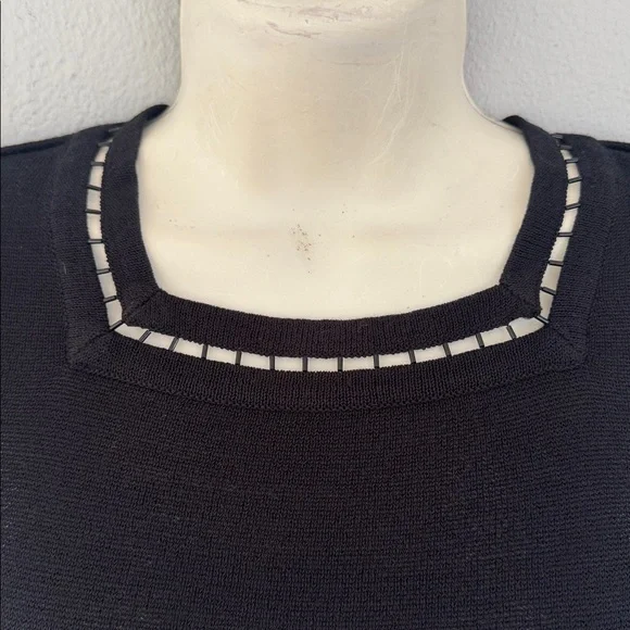 Vintage Patchington black beaded cut out neckline sleeveless knit top size small - Picture 4 of 12